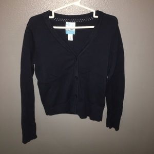 Girls size M bottom up navy blue cardigan
